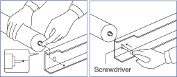 The centrifugal force generated by roller rotation is used for automatic braking action.